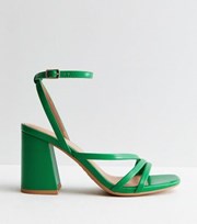 New Look Green Leather-Look Strappy Block Heel Sandals